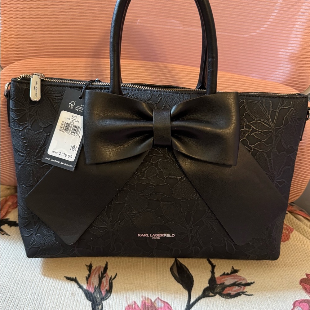 Karl Lagerfeld Black Paris Kris Bow Handbag